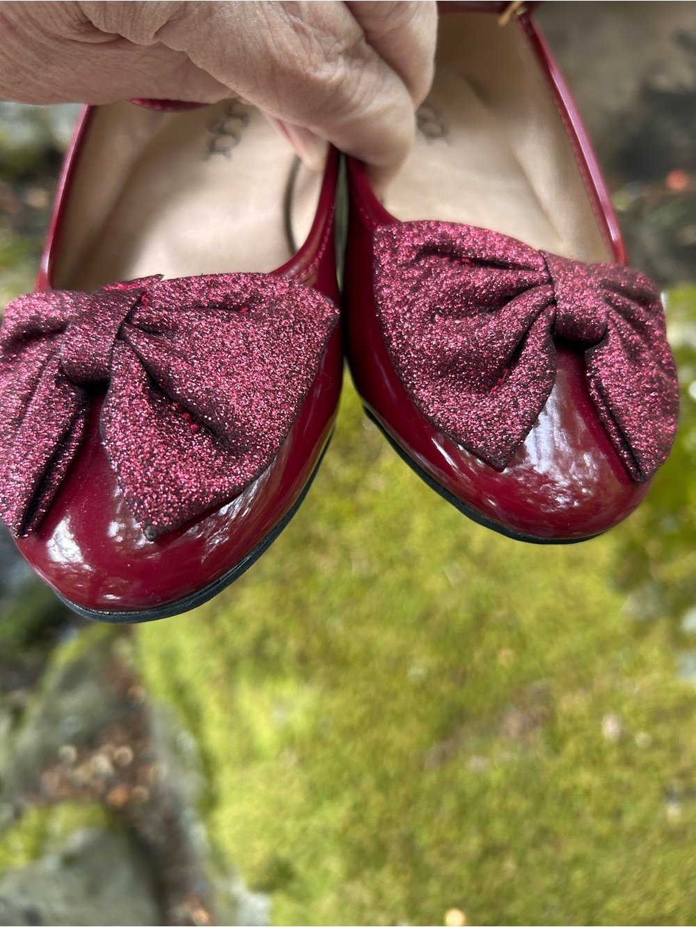 SUGAR - Girls Red Glitter Bow Ankle-Strap Flats - Picture 9 of 9